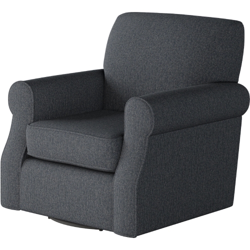 Swivel Accent Chair in Truth or Dare Navy Blue Fabric