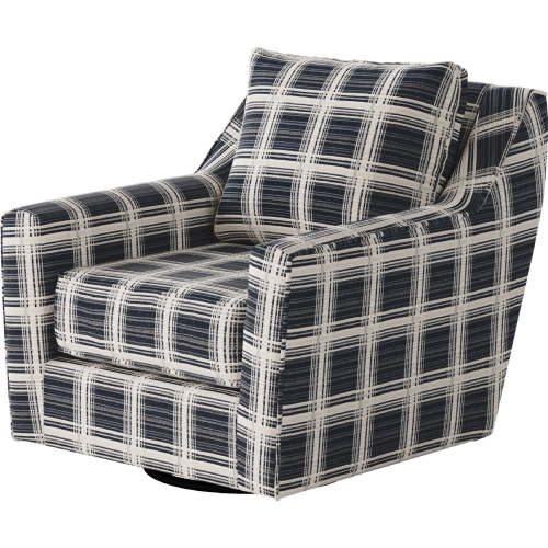 Swivel Glider Accent Chair in Stanza Navy Blue Fabric