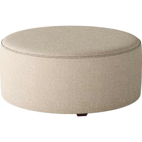39" Round Cocktail Ottoman in Sugarshack Oatmeal Fabric