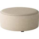 39" Round Cocktail Ottoman in Sugarshack Oatmeal Fabric