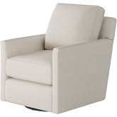 Swivel Glider Accent Chair in Truth or Dare Salt Off White Fabric