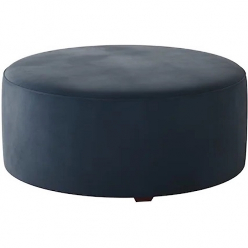 39" Round Cocktail Ottoman in Bella Midnight Blue Fabric