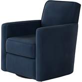 Swivel Glider Accent Chair in Bella Midnight Blue Fabric