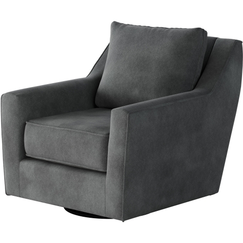 Swivel Glider Accent Chair in Bella Asphalt Grey Fabric