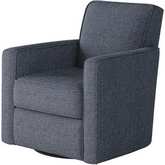 Swivel Glider Accent Chair in Sugarshack Navy Blue Fabric