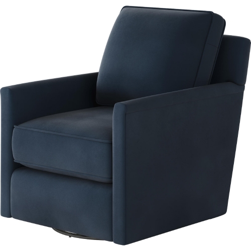 Swivel Glider Accent Chair in Bella Midnight Blue Fabric