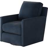 Swivel Glider Accent Chair in Bella Midnight Blue Fabric