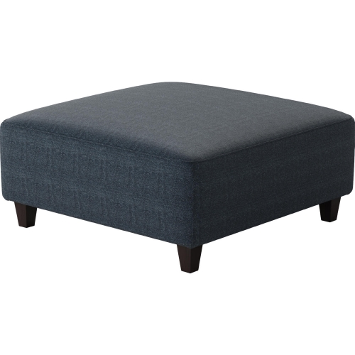 38" Square Cocktail Ottoman in Theron Indigo Blue Fabric