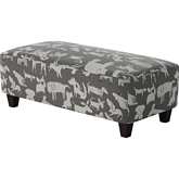 49" Cocktail Ottoman in Doggier Graphite Gray Fabric