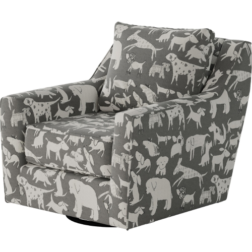 Swivel Glider Accent Chair in Doggier Graphite Gray