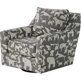 Swivel Glider Accent Chair in Doggier Graphite Gray
