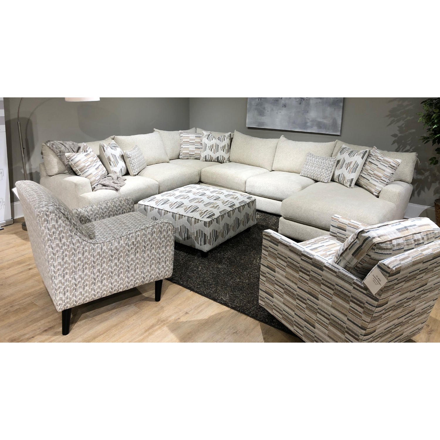 Sectional Sofa In Mare Ivory Fabric