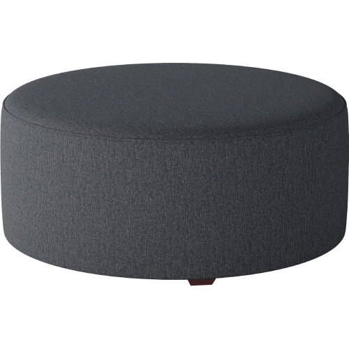 39" Round Cocktail Ottoman in Truth or Dare Navy Blue Fabric