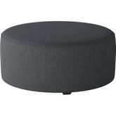 39" Round Cocktail Ottoman in Truth or Dare Navy Blue Fabric