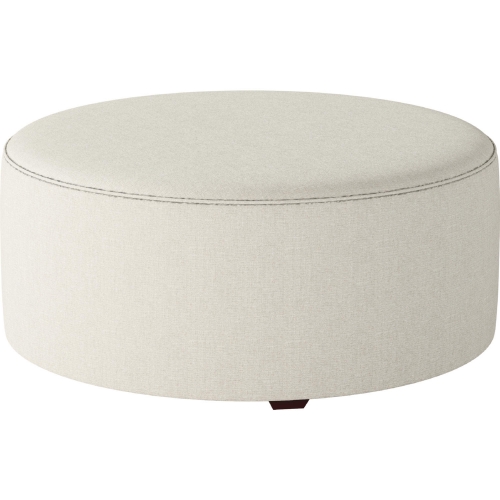 39" Round Cocktail Ottoman in Sugarshack Glacier Cream Fabric