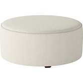 39" Round Cocktail Ottoman in Sugarshack Glacier Cream Fabric