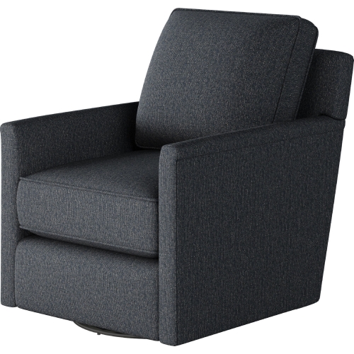 Swivel Glider Accent Chair in Truth or Dare Navy Blue Fabric