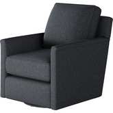 Swivel Glider Accent Chair in Truth or Dare Navy Blue Fabric