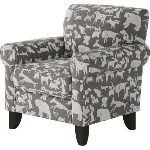 Accent Chair in Doggier Graphite Gray Print Fabric