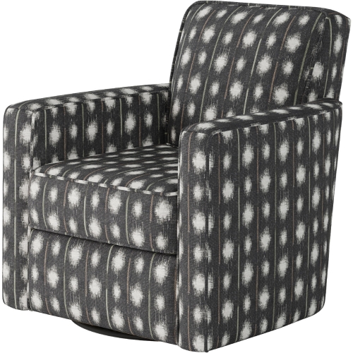 Swivel Glider Accent Chair in Bindi Charcoal Gray Pattern
