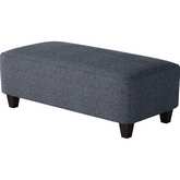 49" Cocktail Ottoman in Sugarshack Navy Blue Fabric