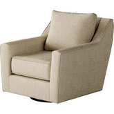 Swivel Glider Accent Chair in Sugarshack Oatmeal Fabric