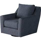 Swivel Glider Accent Chair in Sugarshack Navy Blue Fabric