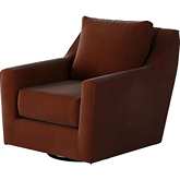 Swivel Glider Accent Chair in Bella Burnt Orange Fabric