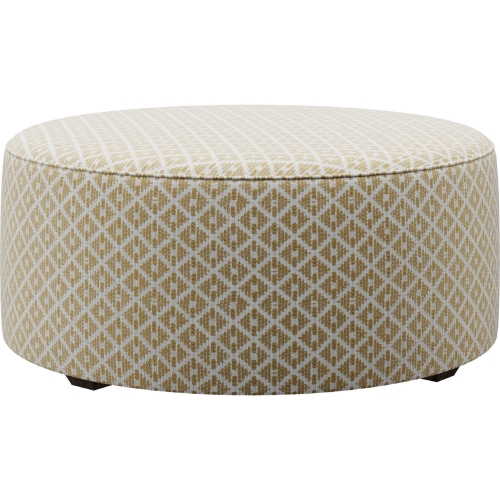 39" Round Cocktail Ottoman in Owen Straw Multicolor Fabric