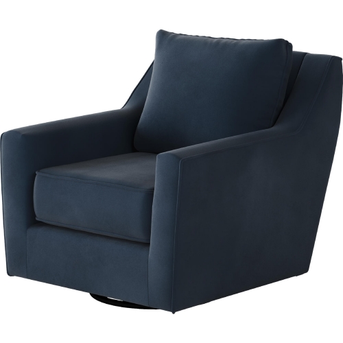 Swivel Glider Accent Chair in Bella Midnight Blue Fabric