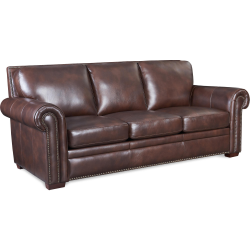 Toulouse Sofa in Brown Leather with Nailhead Trim