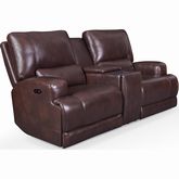 Tahoe Dual Power Zero Gravity Console Loveseat in Coffee Brown Leather