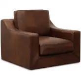 Ramba Swivel Accent Chair Shown in Antique Brown Top Grain Leather