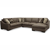 Dino Sectional Sofa with Right-Arm Chaise Shown in Mushroom Top Grain Leather