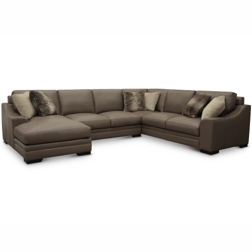 Dino Sectional Sofa with Left-Arm Chaise Shown in Mushroom Top Grain Leather