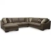 Dino Sectional Sofa with Left-Arm Chaise Shown in Mushroom Top Grain Leather