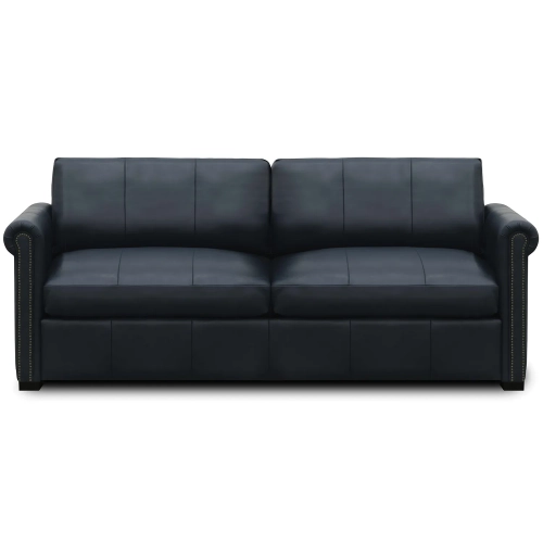 Sedona Loveseat Shown in Portofino Admiral Blue Top Grain Leather with Nailhead Trim