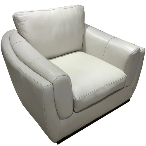 Gigi Swivel Accent Chair Shown in Boca Linen Neutral Top Grain Leather
