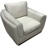 Gigi Swivel Accent Chair Shown in Boca Linen Neutral Top Grain Leather