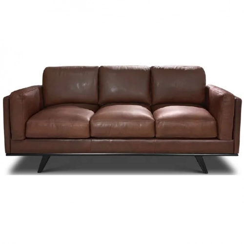 Sampson Sofa Shown in Boca Bramble Brown Top Grain Leather