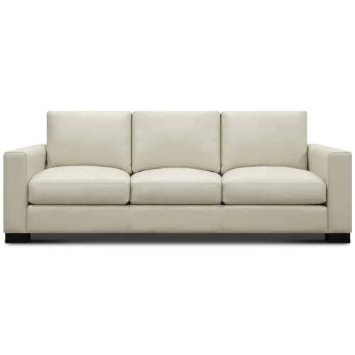Novella Sofa Shown in Boca Linen Neutral Top Grain Leather