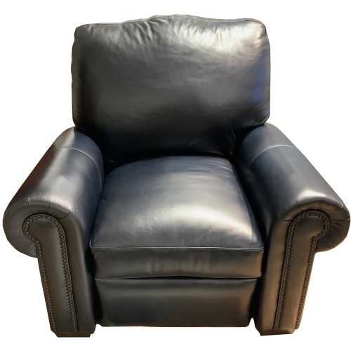 Windsor Push-Back Recliner Shown in Blue Top Grain Leather