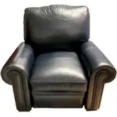 Windsor Push-Back Recliner Shown in Blue Top Grain Leather