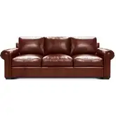 Windsor Sofa Shown in Soleil Red Brown Top Grain Leather
