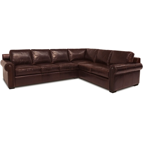 Windsor Sectional Sofa with Left-Arm-Facing Chaise Shown in Red Brown Top Grain Leather