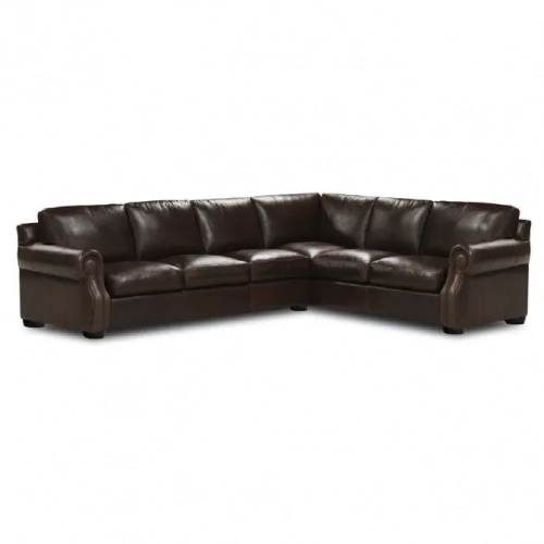 Westwood II Sectional Sofa with Left-Facing Chaise Shown in Brown Top Grain Leather