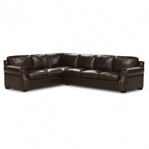 Westwood II Sectional Sofa with Right-Facing Chaise Shown in Brown Top Grain Leather