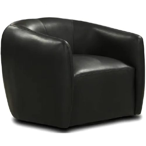 Monaco Swivel Accent Chair Shown in Berkshire Onyx Black Top Grain Leather