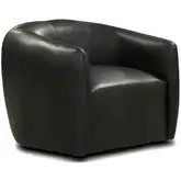 Monaco Swivel Accent Chair Shown in Berkshire Onyx Black Top Grain Leather