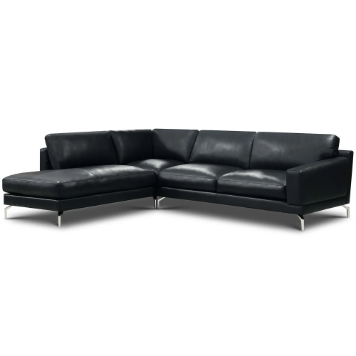 Manhattan Sectional Sofa with Left-Facing Chaise Shown in Onyx Top Grain Leather